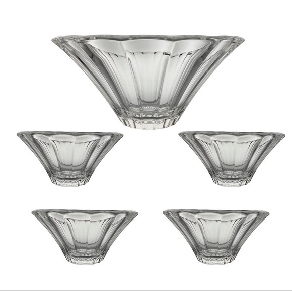 SHANNON Crystal by Godinger 5 Piece Salad Bowl Set – Made in Italy – New in Box - Picture 1 of 8